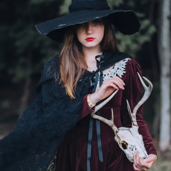 Elegant Black Witch Hat with Lace - Picture 15 of 16